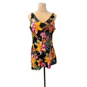 "ISLANDER" Tropical 1 Piece Swimsuit SZ 16 Hawaii Beach Sunbathing Poolside Swim